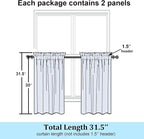 Simplebrand Semi Sheer Dusty Blue Curtains 30 Inch Length 2 Panels, Geometric - Image 2