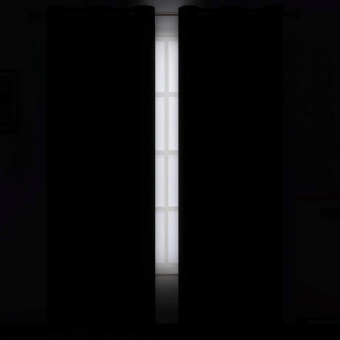 LEMOMO Black Thermal Blackout Curtains/42 x 84 Inch/Set of 2 Panels Room - Image 3