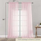 Blush Sheer Curtains for Bedroom Living Room 96 Inches Long 2 Panels, Modern - Image 2