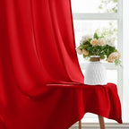 HOMEIDEAS Christmas Non-See-Through Red Privacy Sheer Kitchen Curtains - Image 7