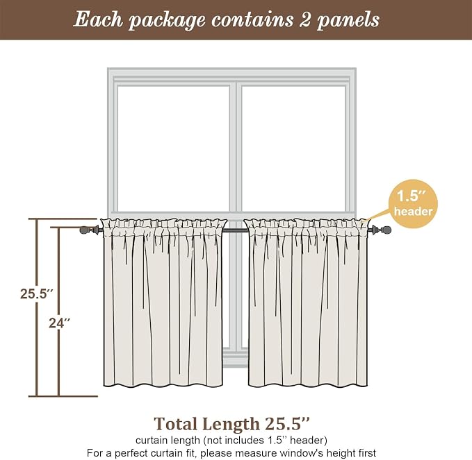 Chyhomenyc Gold Sheer Curtains 24 Inch Length, Light Filtering Leaf Tufted - Image 4