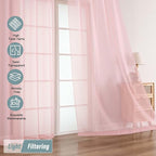 Blush Pink Sheer Curtains for Windows 108 inches Long 2 Panels Set, Soft - Image 5
