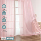 Blush Pink Sheer Curtains for Window 96 Inches Long 2 Panels, Soft Airy Light - Image 5