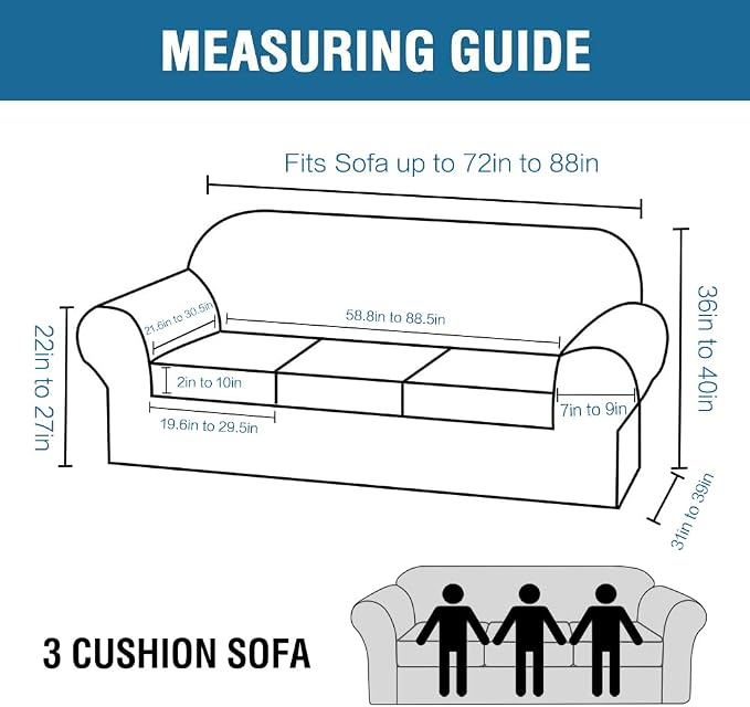 H.VERSAILTEX 4 Piece Stretch Couch Covers - Image 2