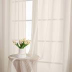 Chyhomenyc Cream Sheer Curtains 90 Inches Long 2 Panels, Light Filtering Cream - Image 2