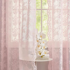 YJ YANJUN Vintage Lace Curtains 63 Inches Length- Cute Sheer Pink Curtains - Image 2