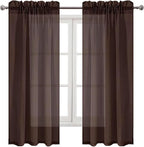 DWCN Brown Sheer Curtains Semi Transparent Voile Rod Pocket Curtains - Image 9