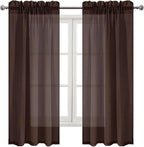 DWCN Brown Sheer Curtains Semi Transparent Voile Rod Pocket Curtains - Image 9