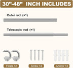 GXOACKJ Silver Curtain Rods for Windows 28 to 48 inch, 5/8 inch Adjustable Wrap - Image 5