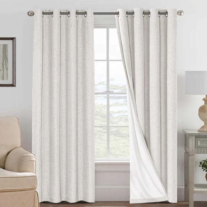 H.VERSAILTEX 100% Blackout Curtains Linen Textured Blackout Curtains by HVERSAILTEX