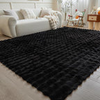 Black Rabbit Plush Rug 6'x9', Fluffy Faux Fur Shaggy Area Rug - Image 4