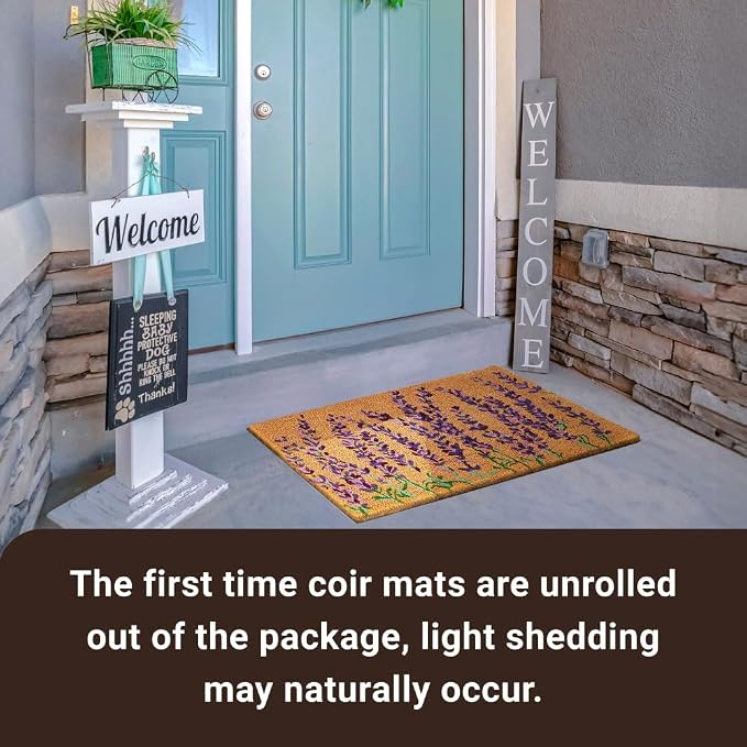 KANKUN Coco Coir Door Mat with Heavy Duty Backing, Welcome Doormat, Doormat - Image 6