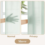 HOMEIDEAS Non-See-Through Sage Green Privacy Sheer Curtains, 52 X 45 Inches - Image 3