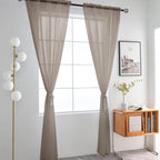 SpaceDresser Basic Rod Pocket Sheer Voile Window Curtain Panels Taupe 1 Pair 2 - Image 2