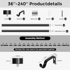 Black Curtain Rods for Windows 170 to 240 Inch, extra long drapery rod for - Image 8
