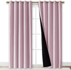 NICETOWN 100% Blackout Window Curtain Panels, Baby Pink, Cold and Full Light - Image 2