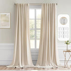 MIULEE Back Tab Cream Beige Curtains 92 Inch Long 2 Panels Set by MIULEE
