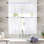 MIULEE 2 Panels Kitchen Tiers Half Window Sheer Curtains Rod Pocket Voile Drapes - Image 8