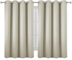 LEMOMO Blackout Curtains 66 x 54 Inch Long Light Beige Curtains Set of 2 Panels - Image 2