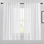 NICETOWN White Sheer Linen Curtains Natural Style, Rod Pockets & Back Tab by NICETOWN