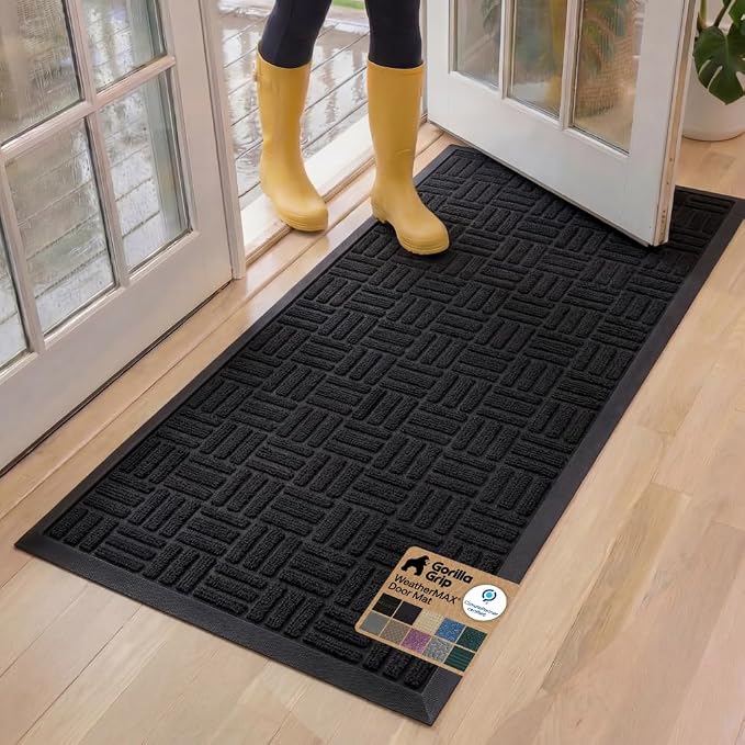 GORILLA GRIP 100% Waterproof All-Season WeatherMAX Doormat, US Designed Natural by GorillaGrip