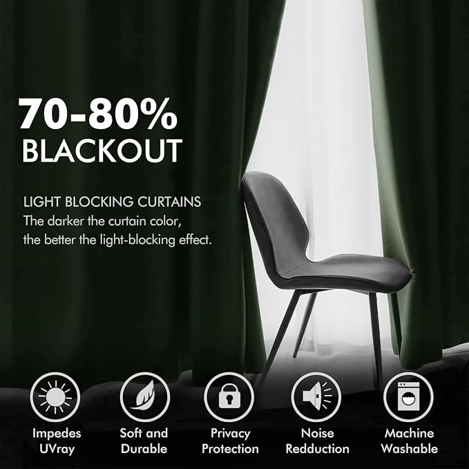 MIULEE Velvet Curtains Olive Green Elegant Grommet Curtains Thermal Insulated - Image 3