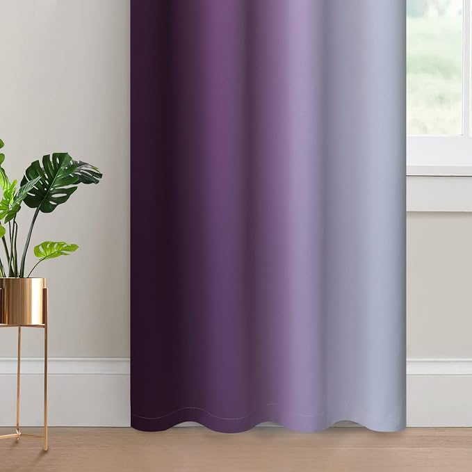 Yakamok Room Darkening Gradient Color Ombre Curtains, Light Blocking Thermal - Image 4
