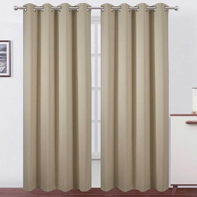 LEMOMO Blackout Curtains 52 x 120 Inch Long Beige Curtains Set of 2 Panels Room by Lemomo