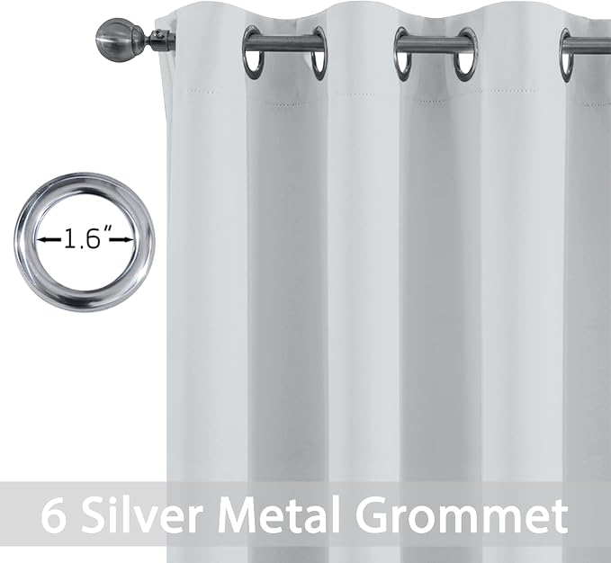 Yakamok Greyish White Curtains for Bedroom, Grommet Thermal Insulated Room - Image 2