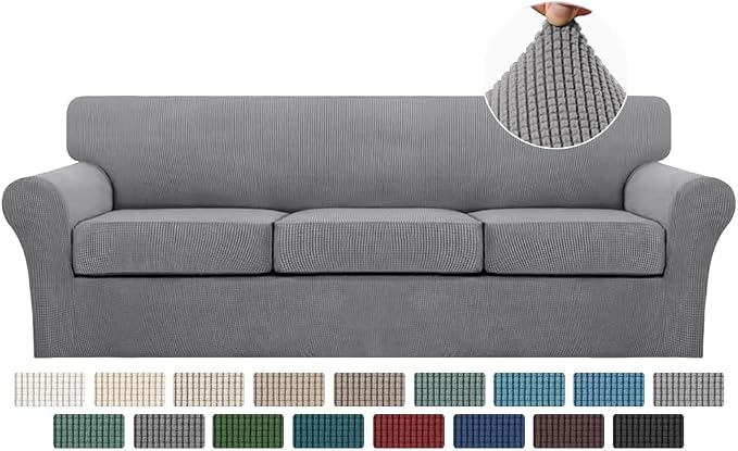 Turquoize 4 Piece Sofa Covers for 3 Cushion Couch Sofa Slipcover Soft Couch by Turquoize