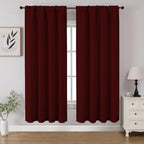 CUCRAF Burgundy Red Blackout Curtains 63 inch Length 2 Panels Set, Rod Pocket by CUCRAF