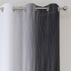 Estelar Textiler Black and Greyish White Blackout Curtains 45 Inch Length - Image 4