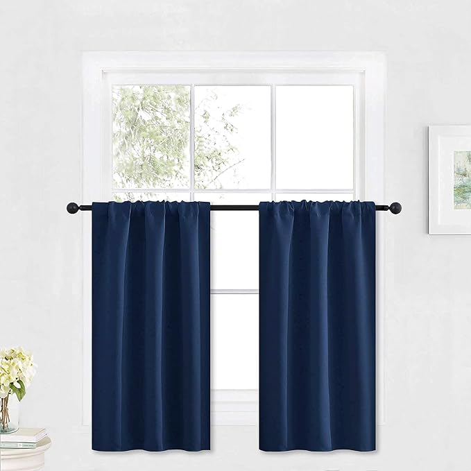 RYB HOME Blackout Cafe Curtains 30 inch Length, Short Light UV Heat Blocking by RYBHOME