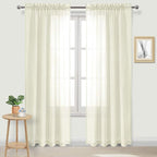 DWCN Ivory Sheer Curtains Semi Transparent Voile Rod Pocket Curtains by DWCN