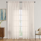 OVZME Cream Bedroom Curtains 2 Panel Sets 90 Inch Length, 59 Inch Extra Wide by OVZME