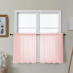 Gwine Blush Pink Sheer Curtain Tiers 24 Inch Length, Light Filtering Voile by Gwine