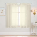 Cream Window Sheer Curtains 45 Inches Length, Voile Short Curtains by Home