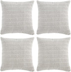 Fancy Homi 4 Packs Pure White Decorative Throw Pillow Covers 16x16 Inch by Fancy+Homi