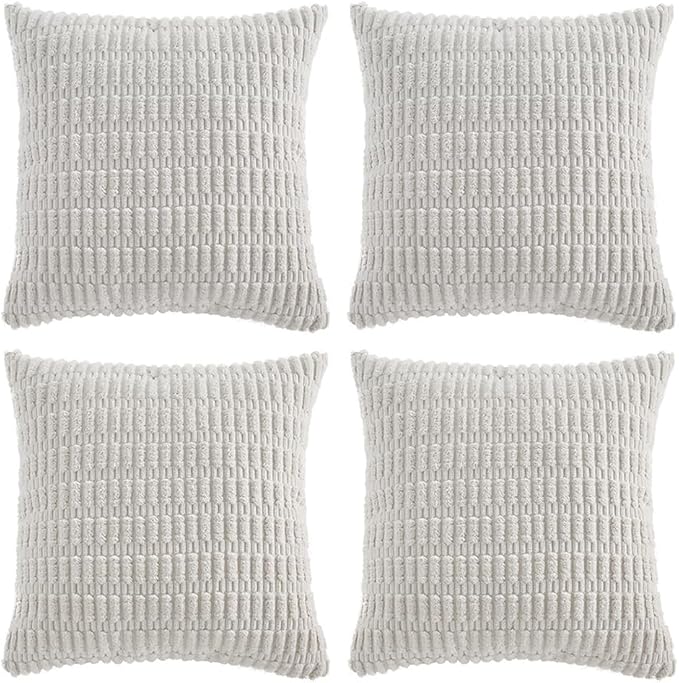 Fancy Homi 4 Packs Pure White Decorative Throw Pillow Covers 16x16 Inch by Fancy+Homi