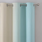 Estelar Textiler Aqua and Beige Ombre Blackout Curtains 72 Inches Length - Image 4