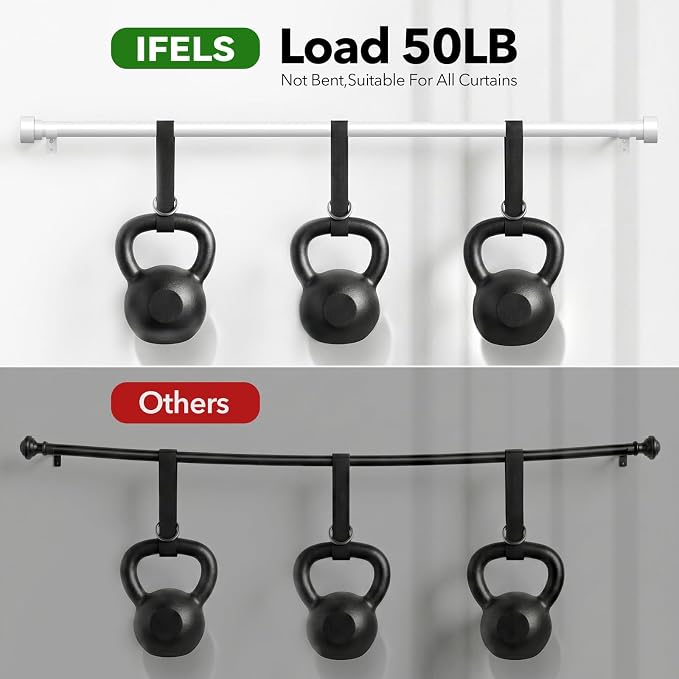 IFELS Heavy Duty Curtain Rods for Windows 28 to 48 Inch, 1 Inch Adjustable - Image 5