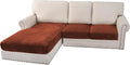 H.VERSAILTEX Velvet Stretch Sectional Couch Covers 3 Pieces Sofa Seat Cushion by HVERSAILTEX