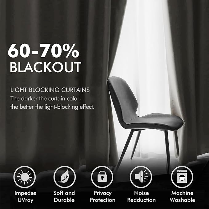 MIULEE 90 Inches Velvet Curtains Off White Elegant Grommet Curtains Thermal - Image 4