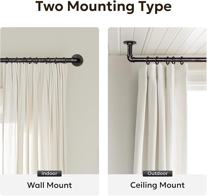 Zeerobee Curtain Rods for Windows 48 to 84, 1 Inch Industrial Wrap Around - Image 5