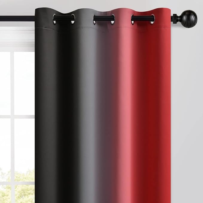 Yakamok Blackout Ombre Red and Black Curtains - Image 3