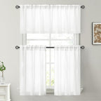 HOMEIDEAS Non-See-Through White Privacy Sheer Kitchen Curtains 30 X 24 Inches - Image 7