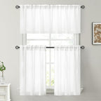 HOMEIDEAS Non-See-Through White Privacy Sheer Kitchen Curtains, 30 X 36 Inches - Image 7