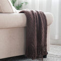 BOURINA Brown Throw Blanket 50x60 Inches Throw Textured Solid Soft Sofa Couch by BOURINA