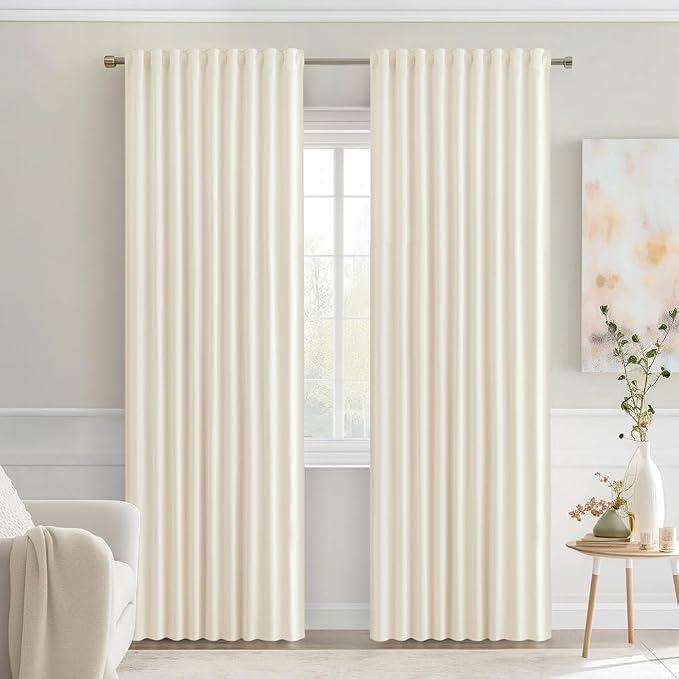 MIULEE Birch Back Tab Blackout Curtains 90 Inches Long 2 Panels Set by MIULEE