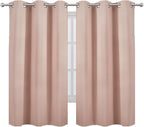 LEMOMO Blackout Curtains 42 x 63 inch/Blush Curtains Set of 2 Panels/Thermal - Image 2